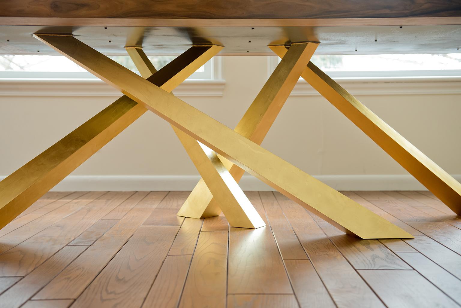 American Prince Dining Table, Contemporary, Rosewood and Gold Leaf, by Dean and Dahl
