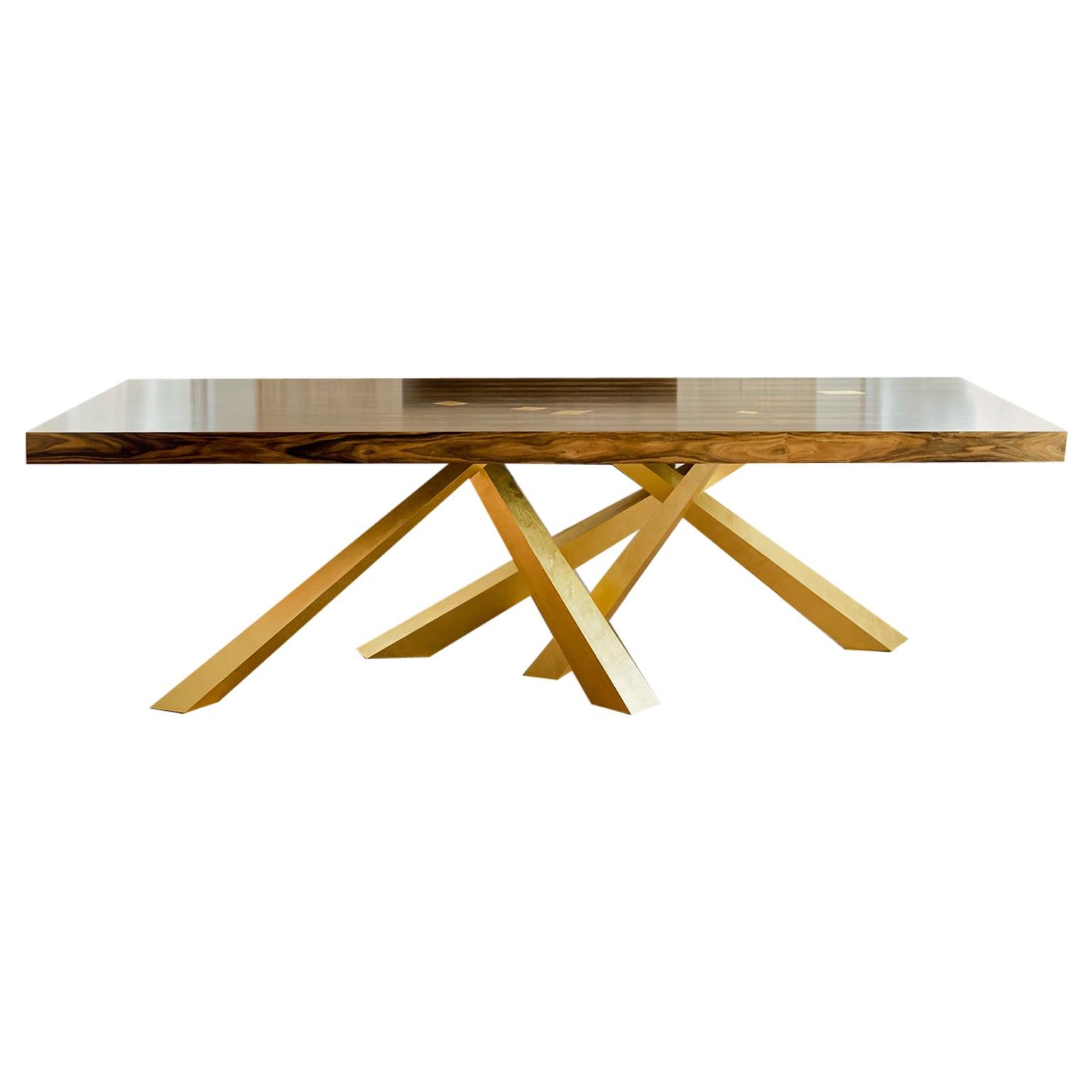 Prince Dining Table, Contemporary, Rosewood and Gold Leaf, by Dean and Dahl For Sale