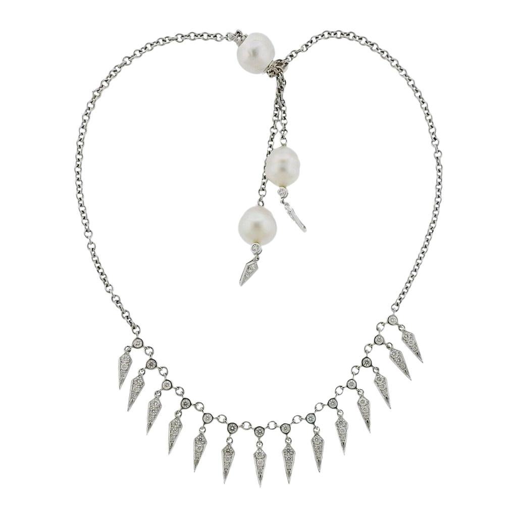 Prince Dimitri South Sea Pearl Diamond Fringe Necklace For Sale