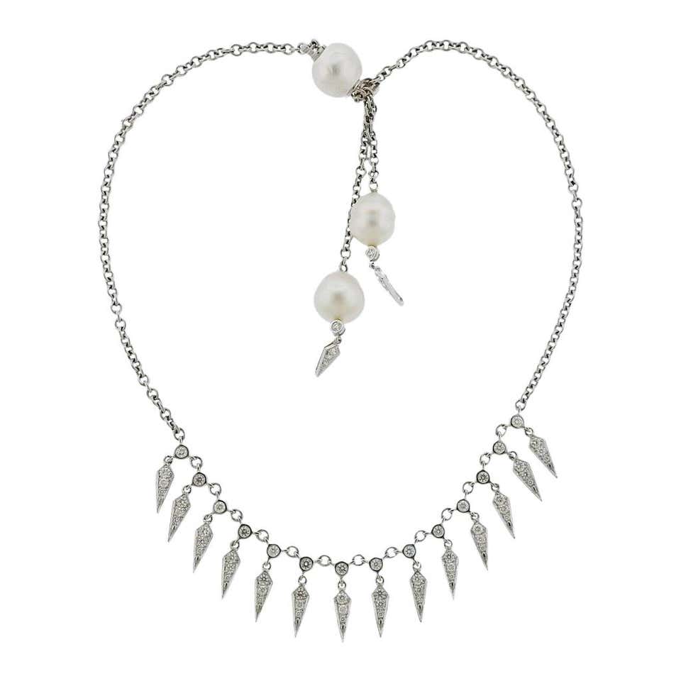 Tiffany and Co. Triple Strand Tahitian South Sea Pearl Diamond Necklace ...