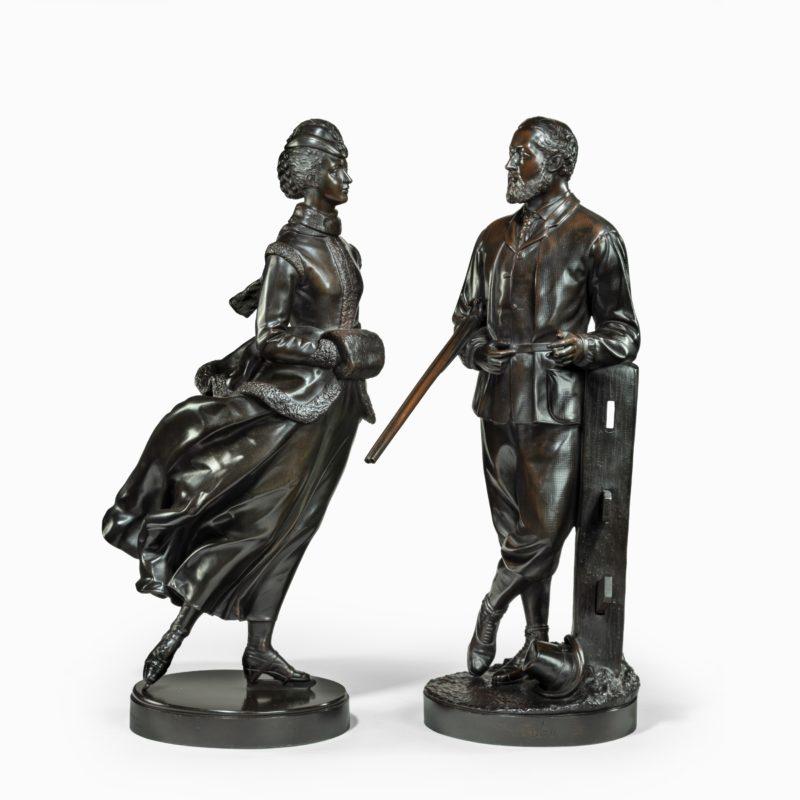 Bronze Prince Edward and Princess Alexandra of Wales by Count Gleichen For Sale