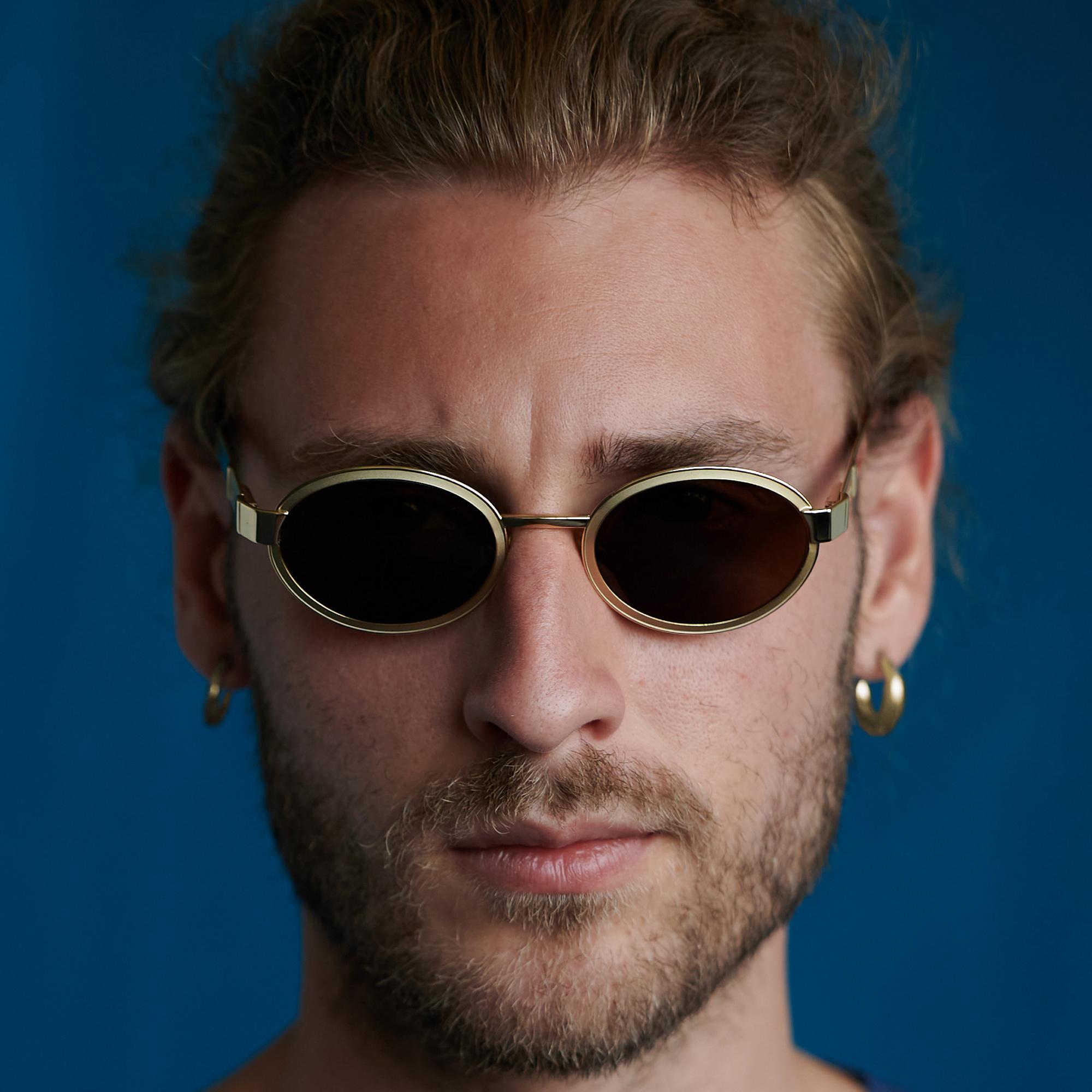 Brown Prince Egon von Furstenberg gold vintage sunglasses For Sale