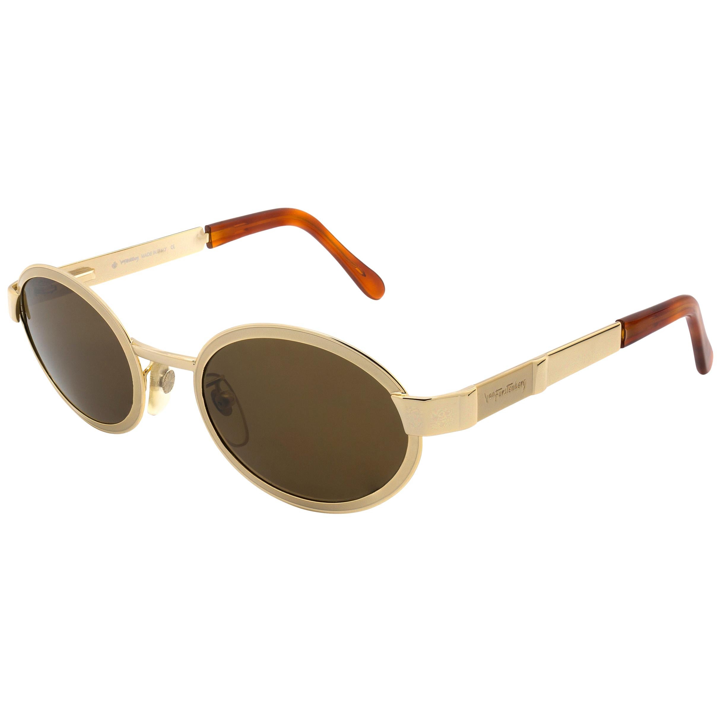 Prinz Egon von Furstenberg goldene Vintage-Sonnenbrille im Angebot