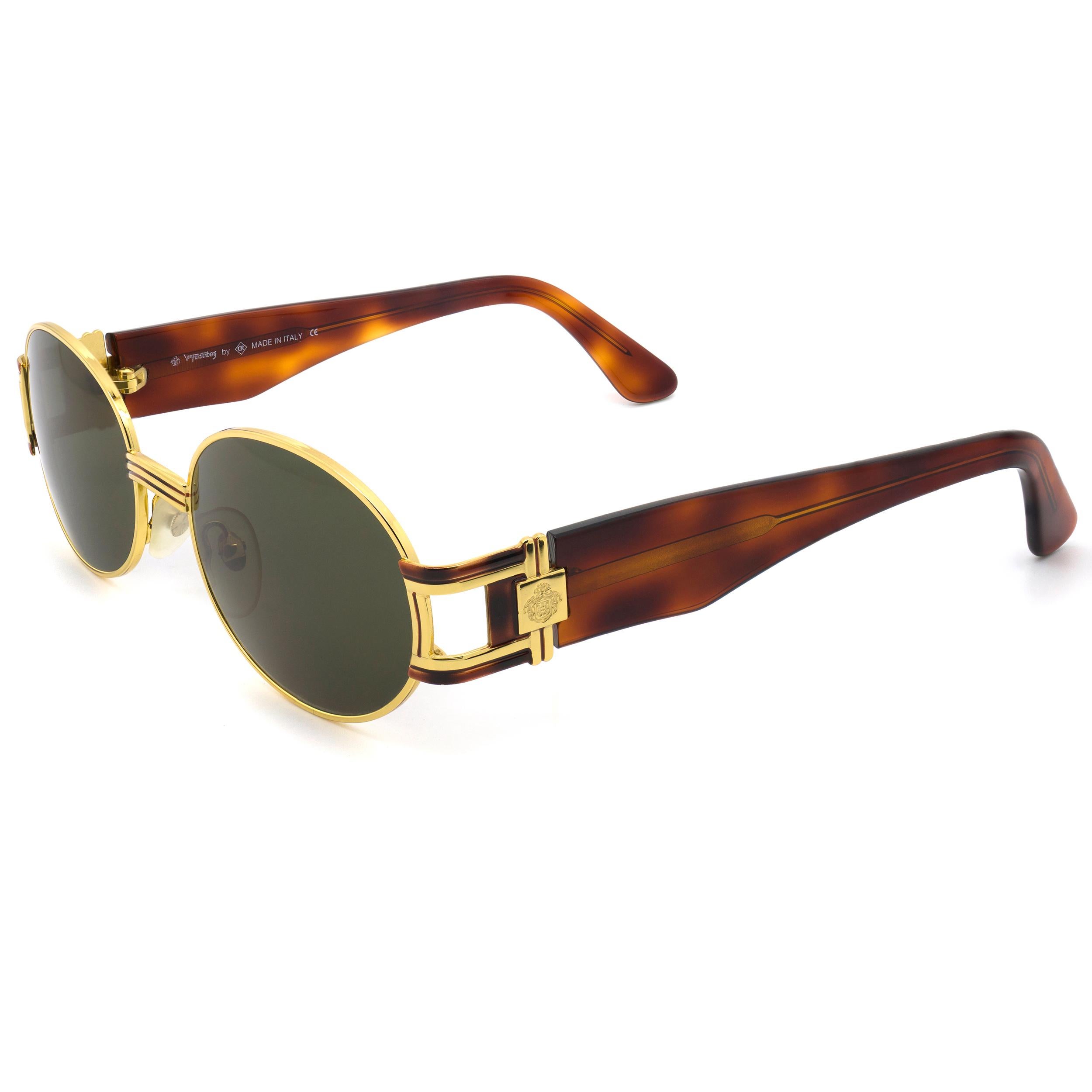 Prince Egon von Furstenberg runde Vintage-Sonnenbrille, Italien 80er Jahre (Braun) im Angebot