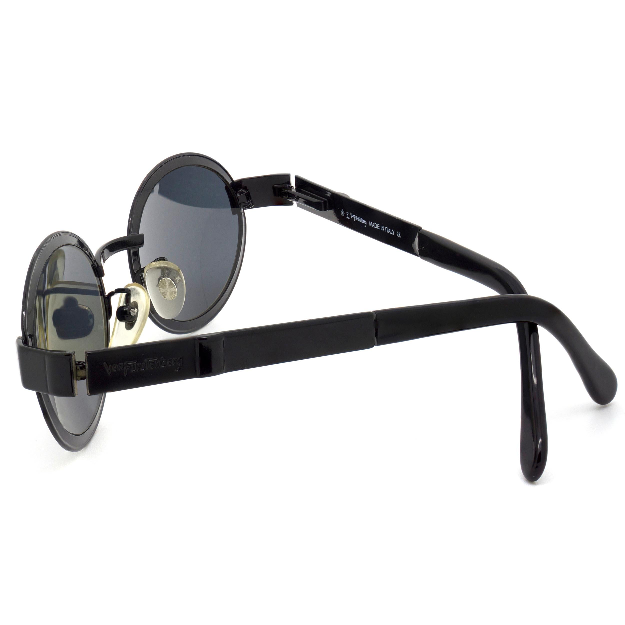 Black Prince Egon von Furstenberg vintage sunglasses 80s For Sale