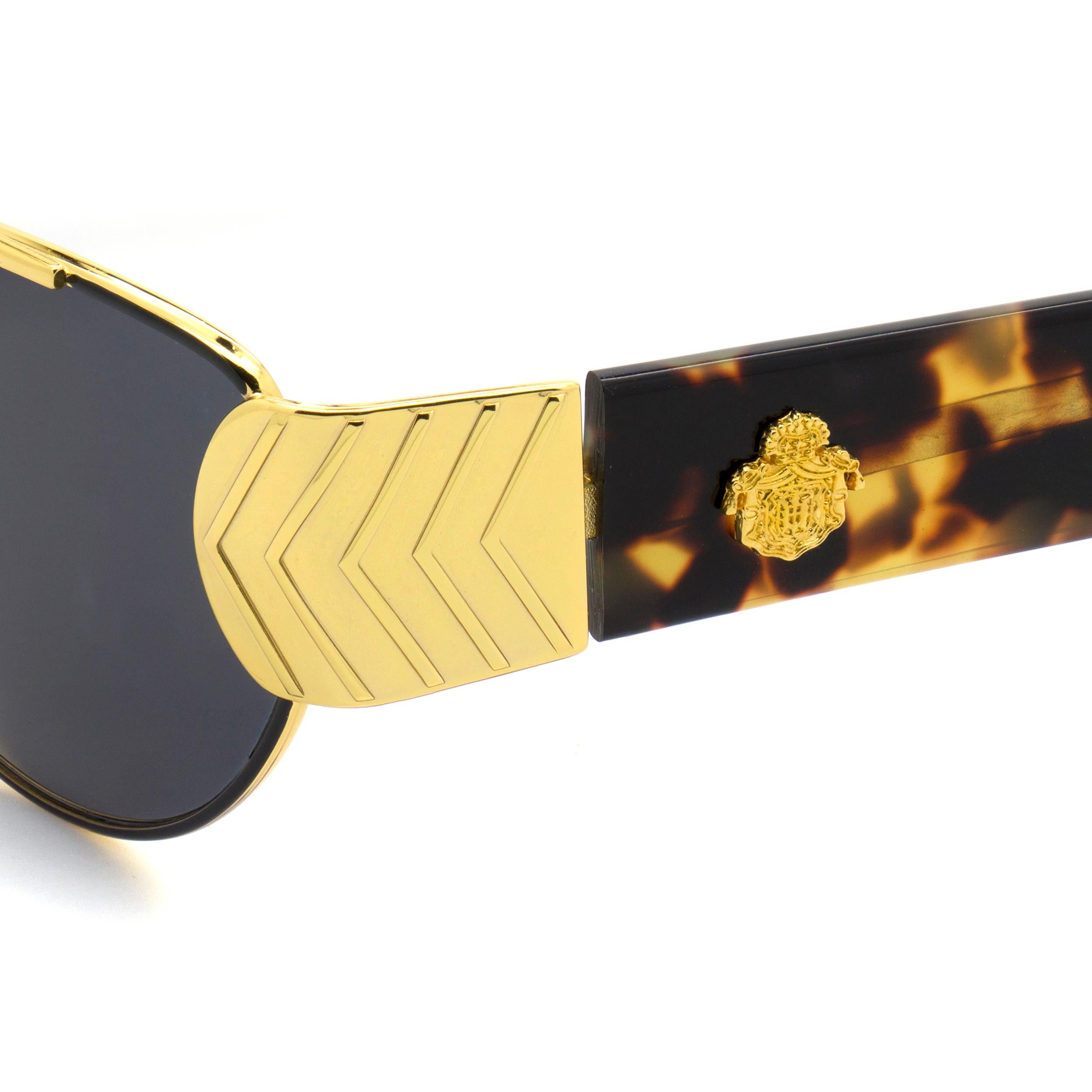 Noir Prince Von Furstenberg lunettes de soleil vintage 80s en vente