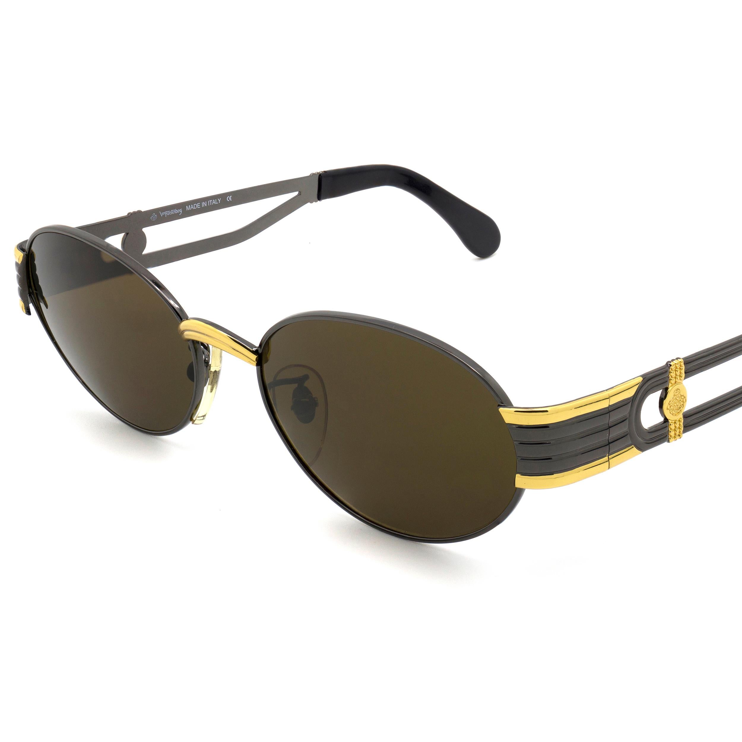 Black Prince Egon von Furstenberg vintage sunglasses 80s For Sale