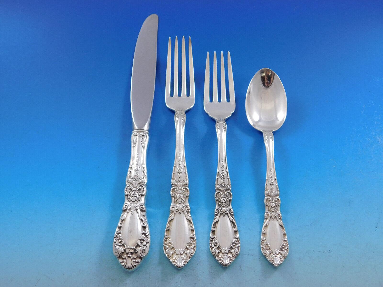 Prince Eugene by Alvin Ensemble de couverts en argent sterling pour 12 Service 64 pièces Excellent état - En vente à Big Bend, WI