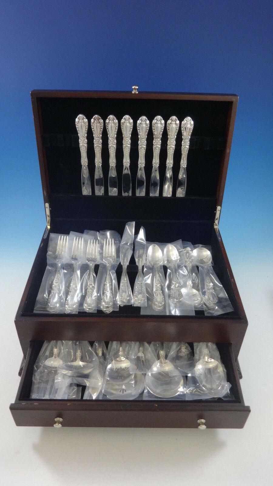Beautiful Prince Eugene by Alvin sterling silver flatware set of 59 pieces. This set includes:

8 knives, 8 3/4