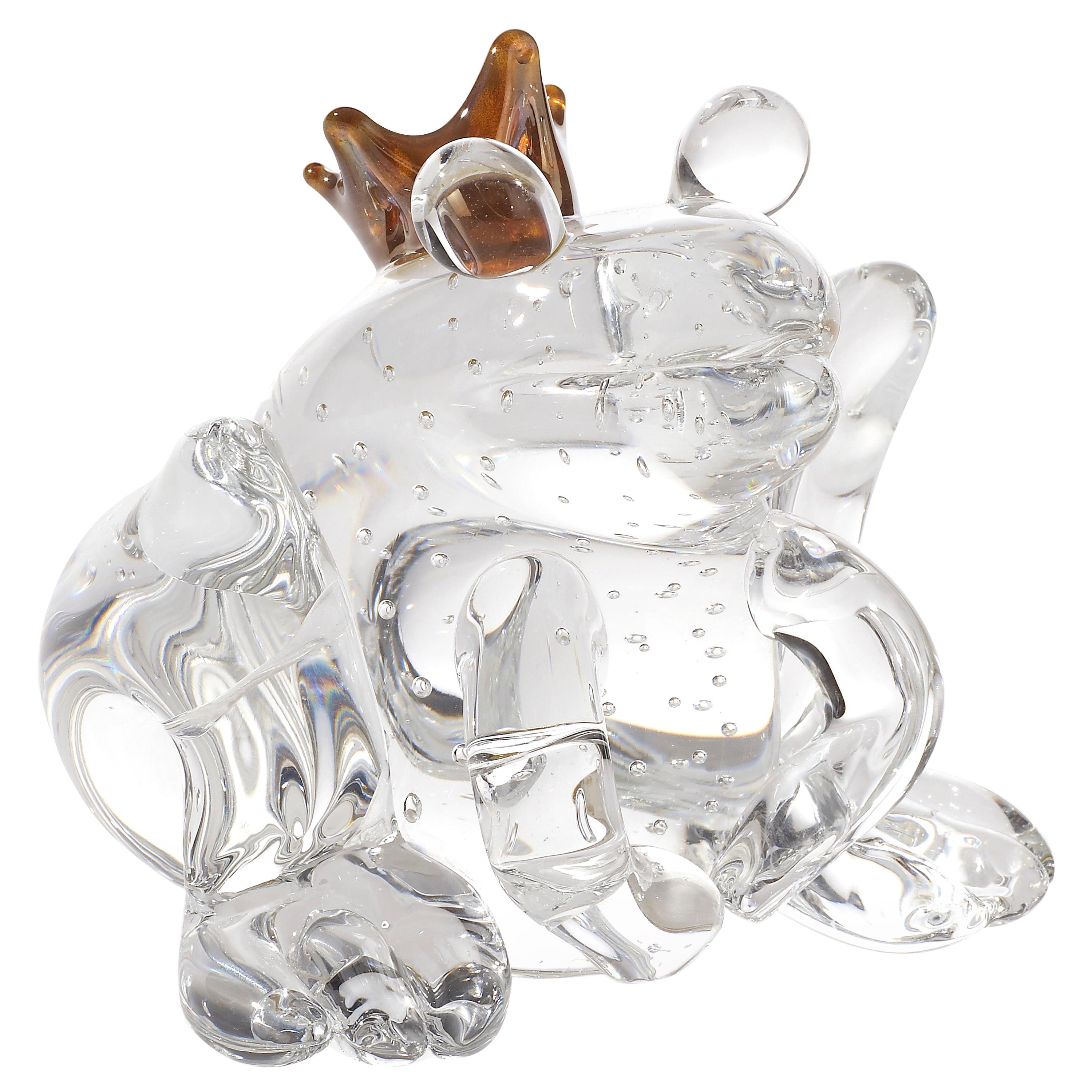 Prince Frog Big Color Clear, in Glass, Italy For Sale