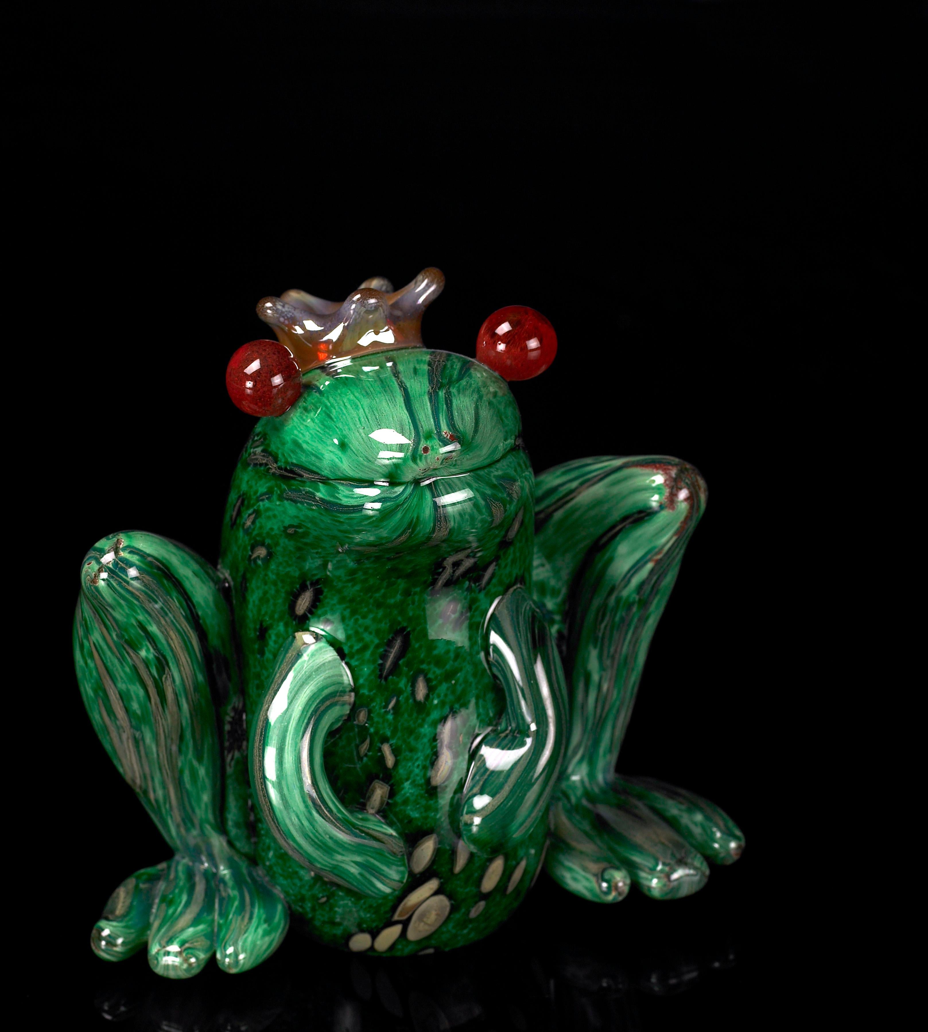 Modern Prince Frog color Green, in Glass, Italy For Sale