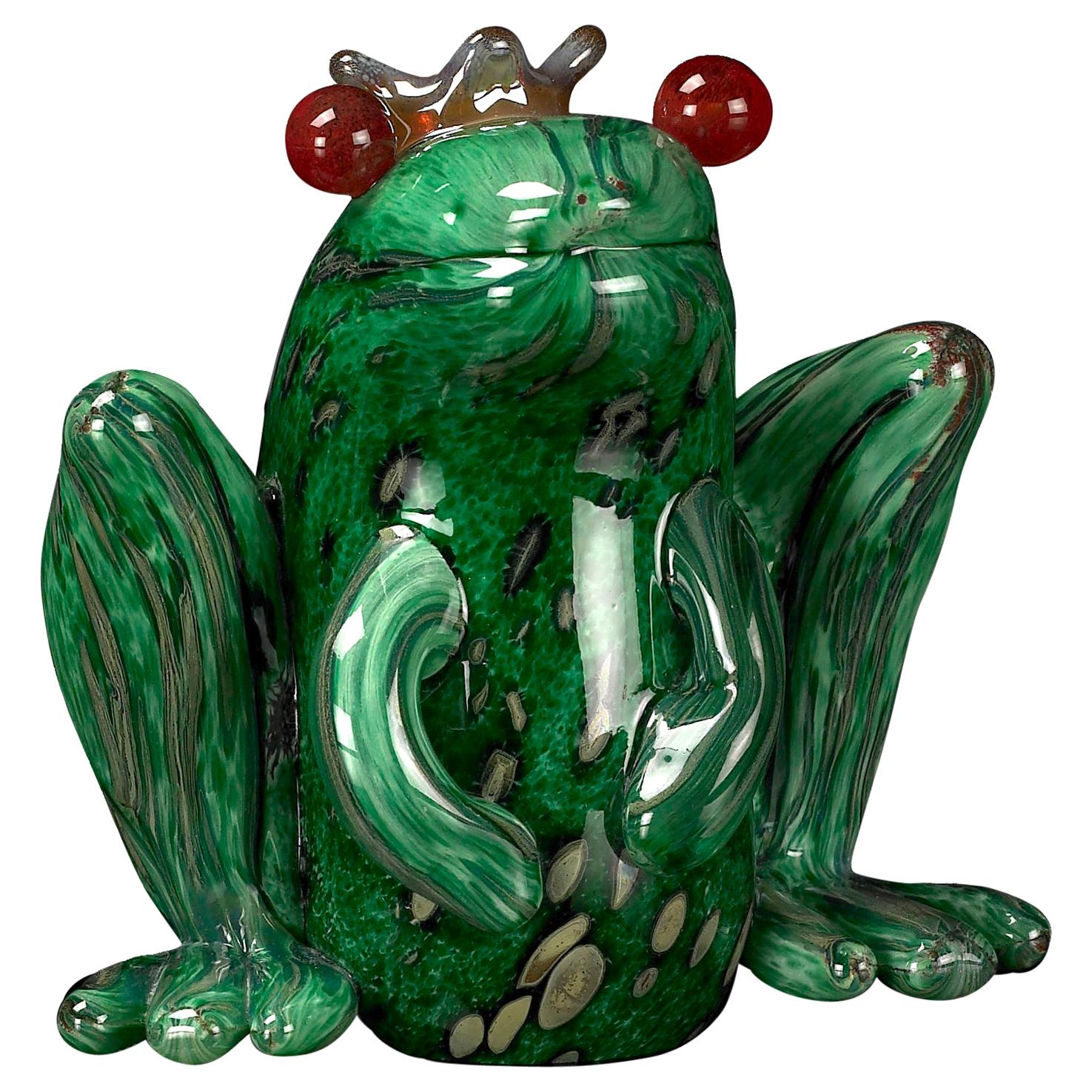 Prince Frog color Green, in Glass, Italy For Sale