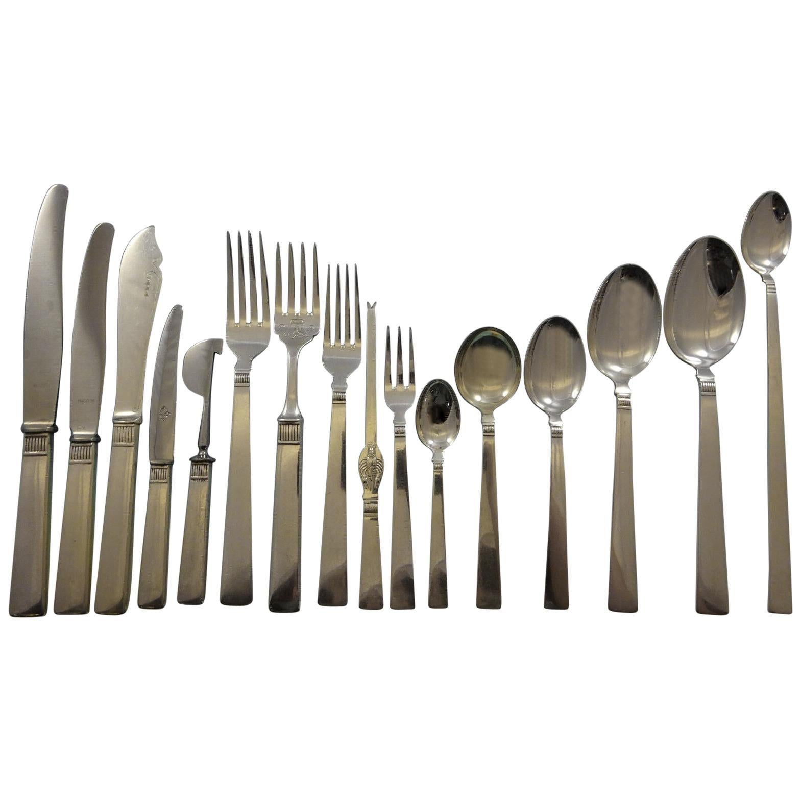104 piece Sterling Silver Flatware Set for 16 in Valdres by Th Marthinsen For Sale at 1stDibs