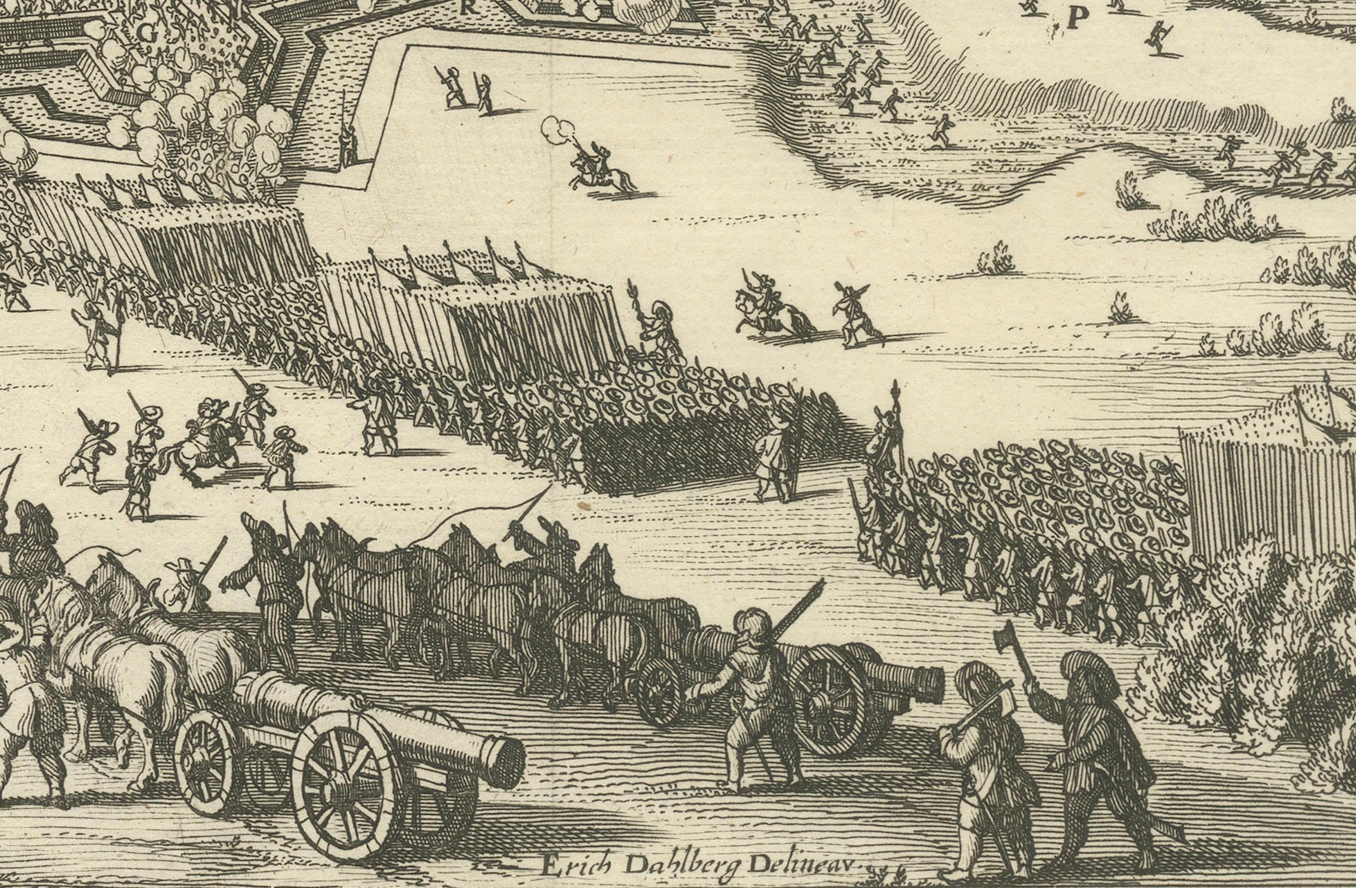 Paper Prince Henry's Naval and Land Battle during the Seven Years' War Engraved, 1667 For Sale