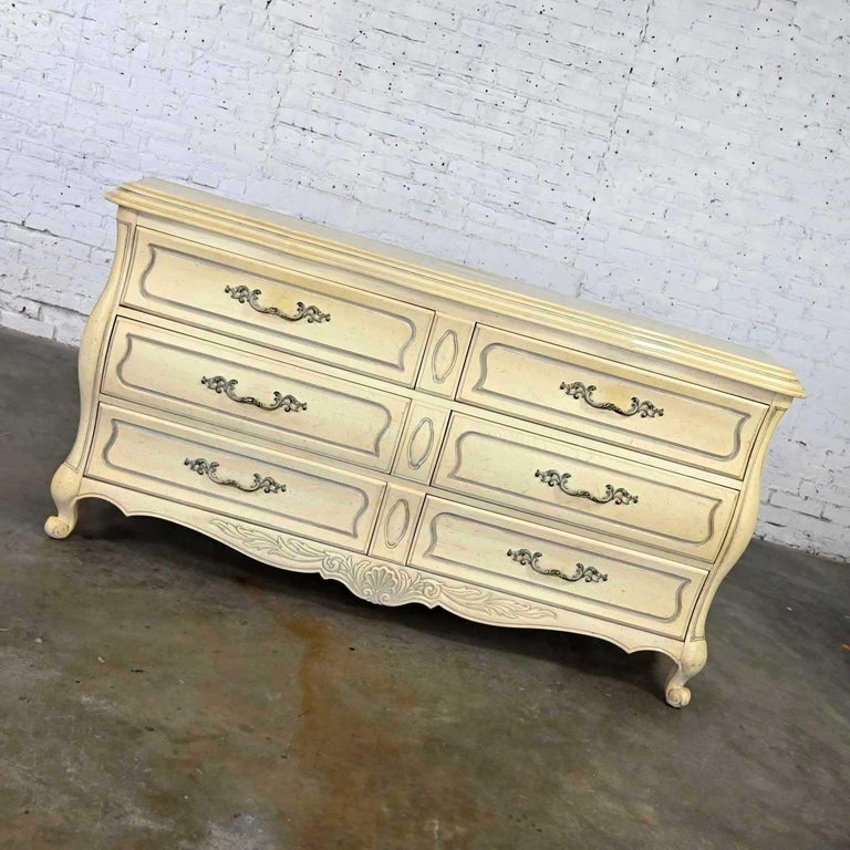 American Prince Howard French Provincial Hollywood Regency Antique White Dresser Credenza For Sale