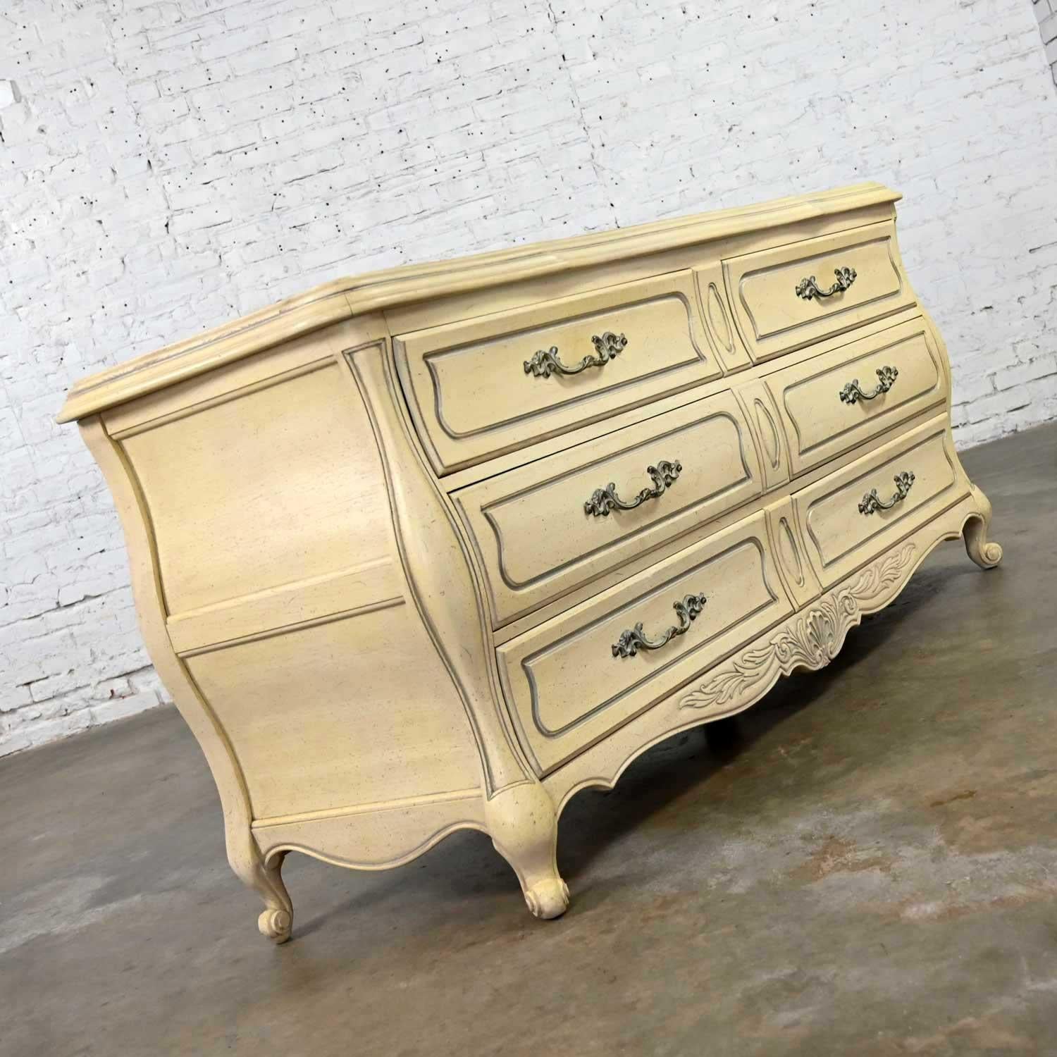 Metal Prince Howard French Provincial Hollywood Regency Antique White Dresser Credenza For Sale