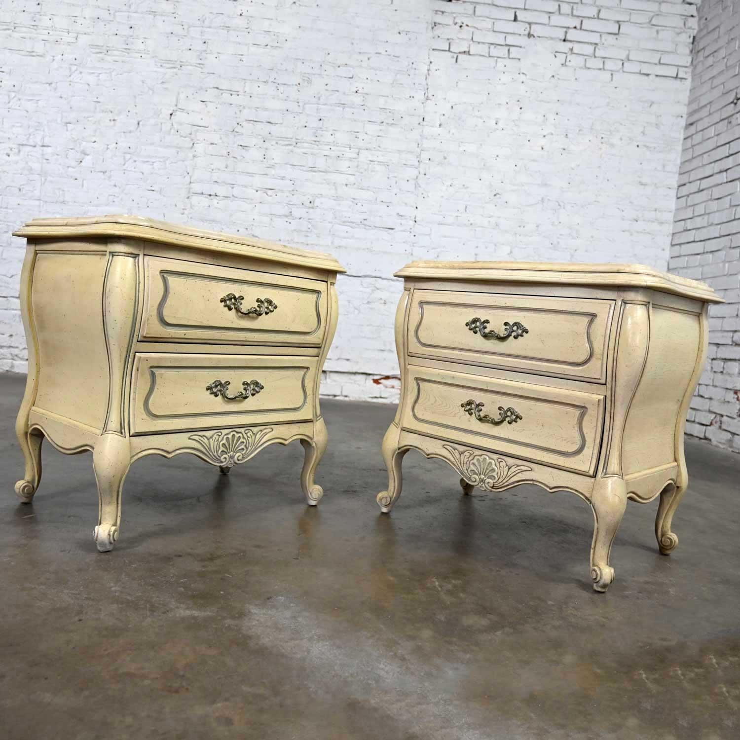Prince Howard French Provincial Hollywood Regency Antique White Nightstands a Pr 1