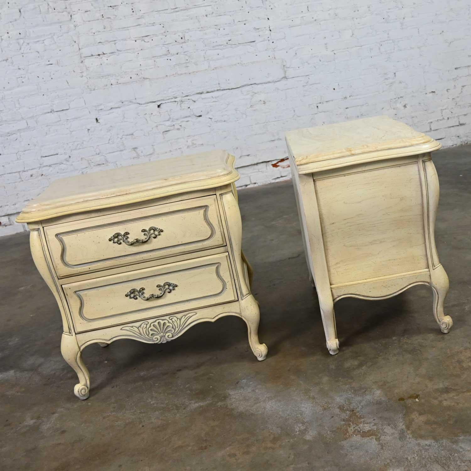 Prince Howard French Provincial Hollywood Regency Antique White Nightstands a Pr 3