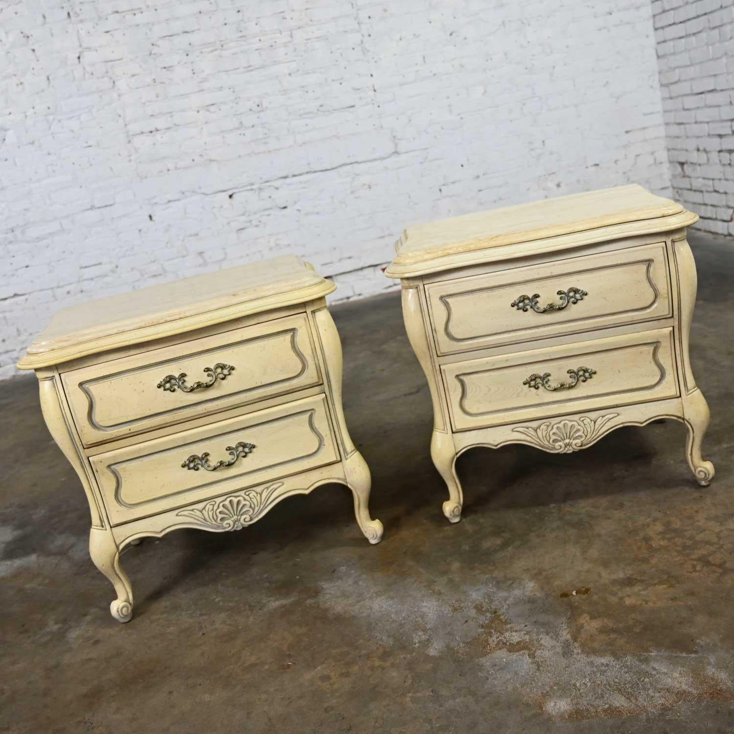 Metal Prince Howard French Provincial Hollywood Regency Antique White Nightstands a Pr