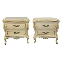 Prince Howard French Provincial Hollywood Regency Antique White Nightstands a Pr