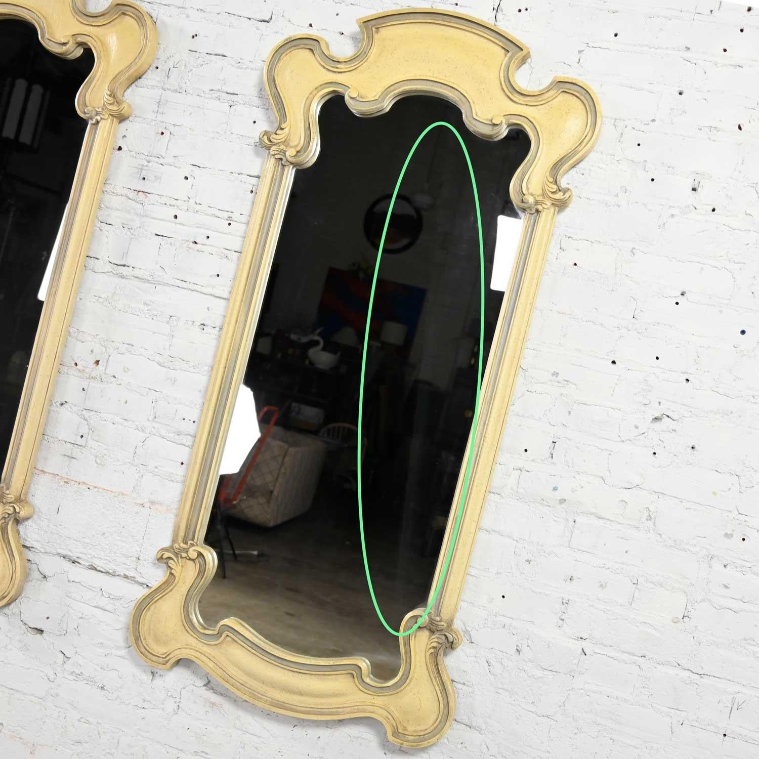 Prince Howard French Provincial Hollywood Regency Antique White Pair Mirrors 9