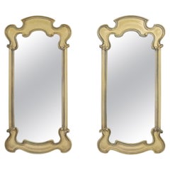 Prince Howard French Provincial Hollywood Regency Antique White Pair Mirrors