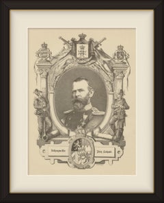 Prince Luitpold of Bavaria, Original Antique Military Engraving, circa 1880