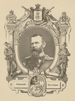 Prince Luitpold of Bavaria, Original Antique Military Engraving, circa 1880