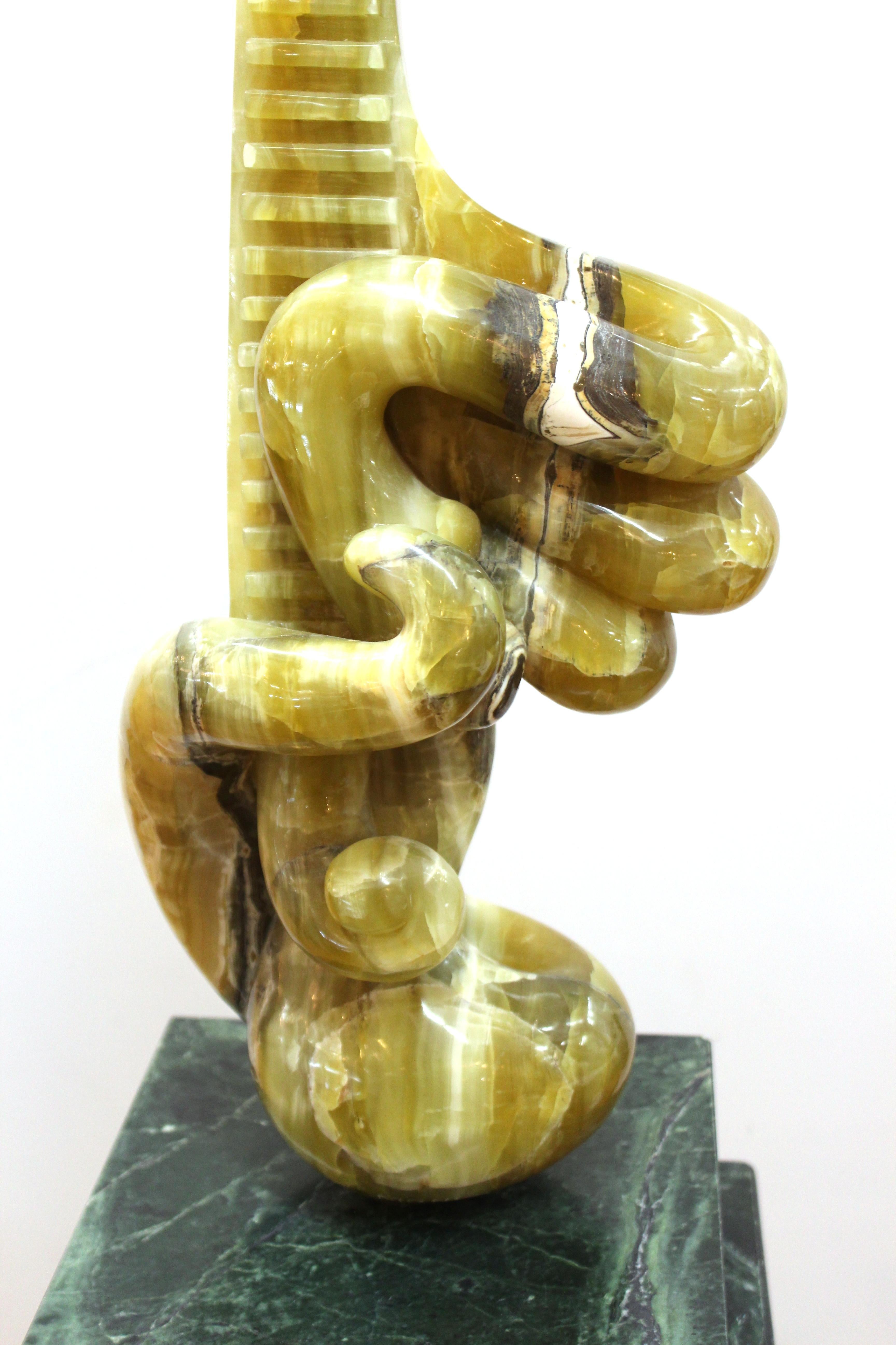 Prince Monyo Modern Abstract Carved Marble Sculpture on Marble Pedestal For Sale 2