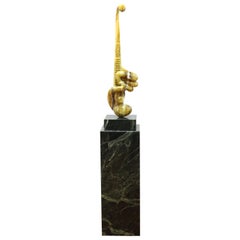 Prince Monyo Modern Abstract Carved Marble Sculpture on Marble Pedestal