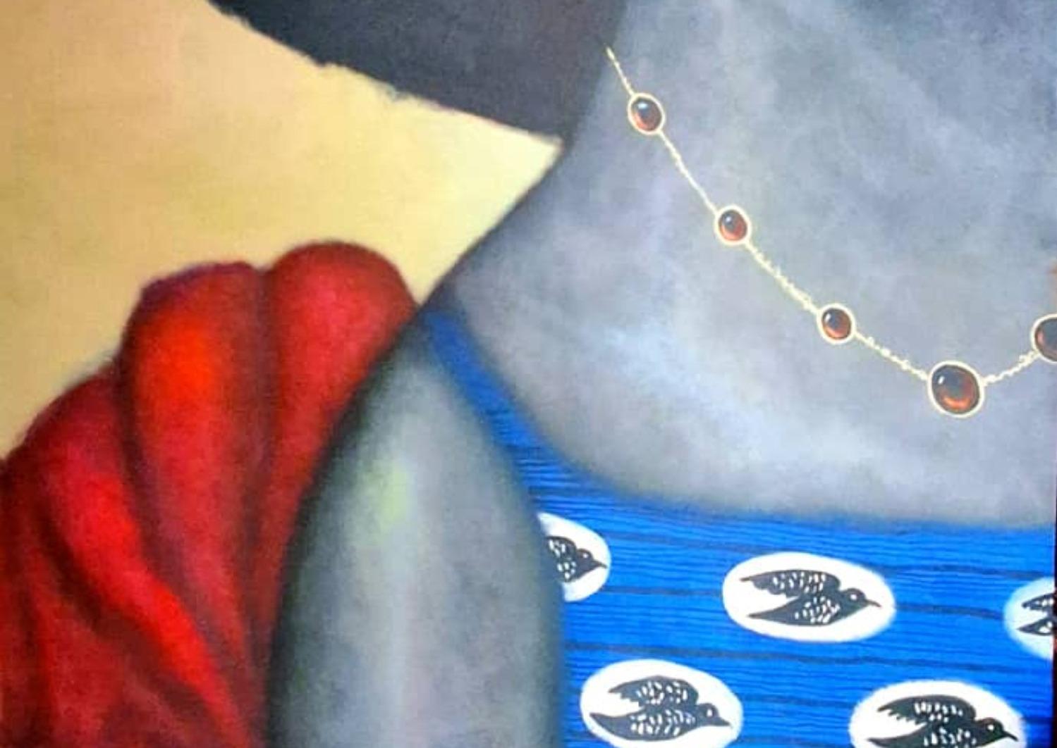 Sans titre 2 - 21e siècle, Contemporain, Figuratif, Néo-expressionnisme, Afrique - Gris Portrait Painting par Prince Obasi