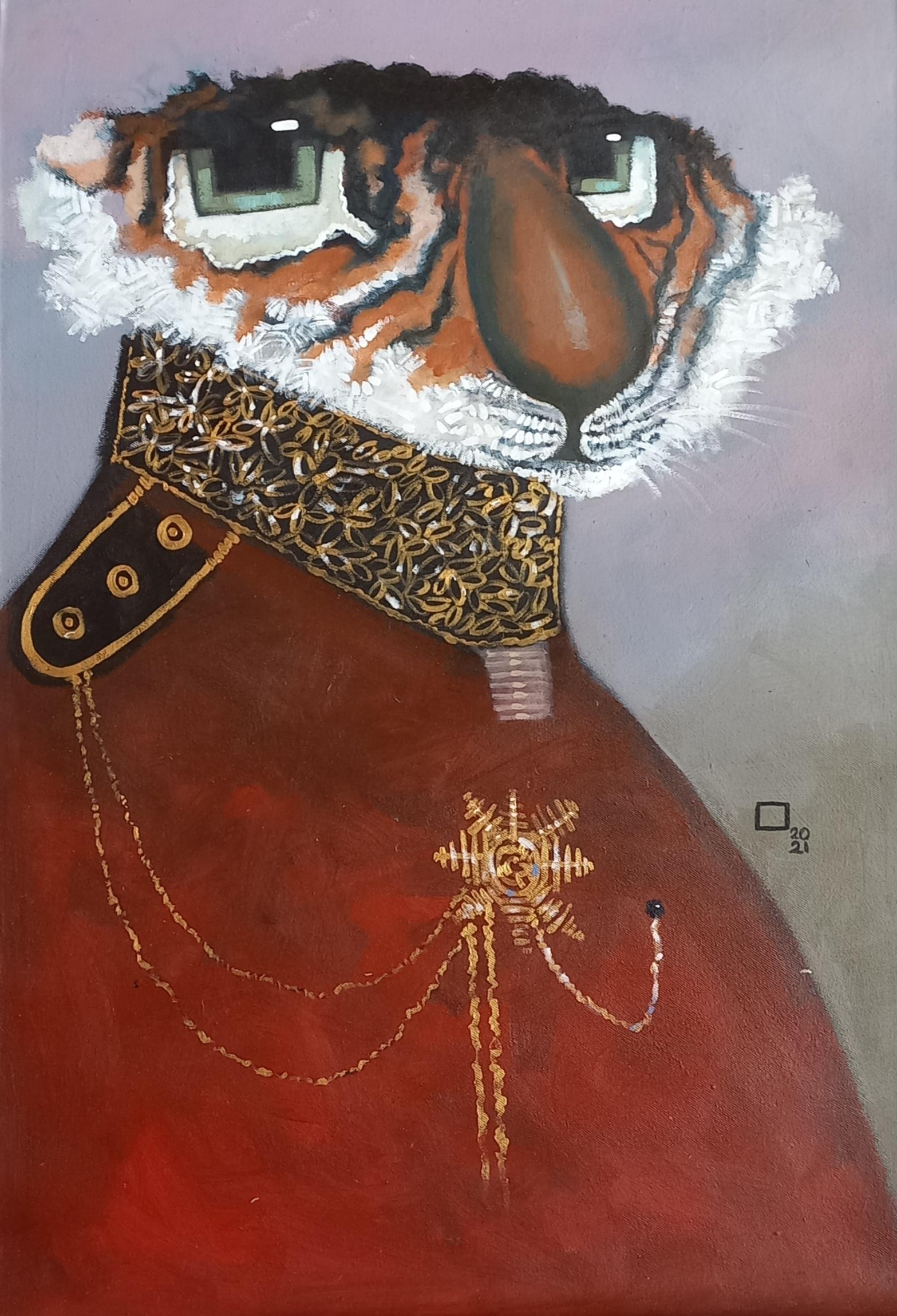 Prince Obasi Figurative Painting - Untitled (Royal Officer 2)