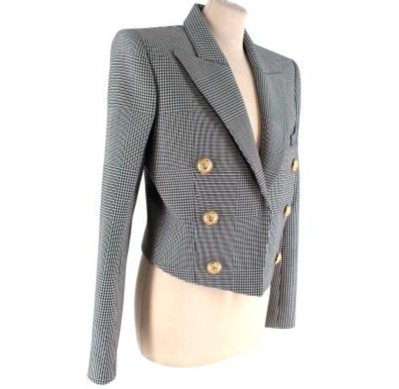Prince of Wales Check Crop Blazer & Pants In Excellent Condition For Sale In London, GB