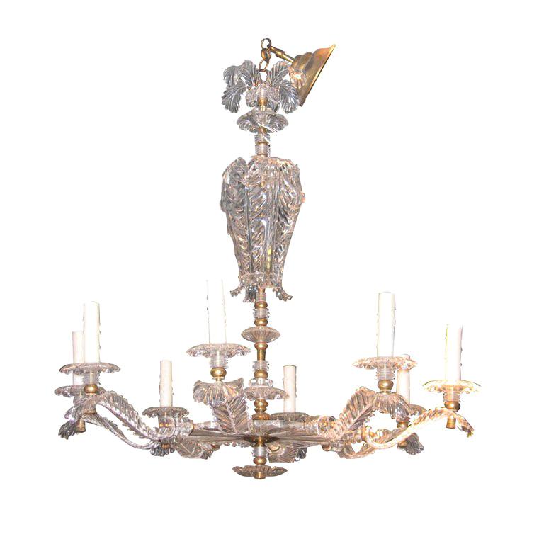 Prince of Wales Feather Design Lucite Chandelier