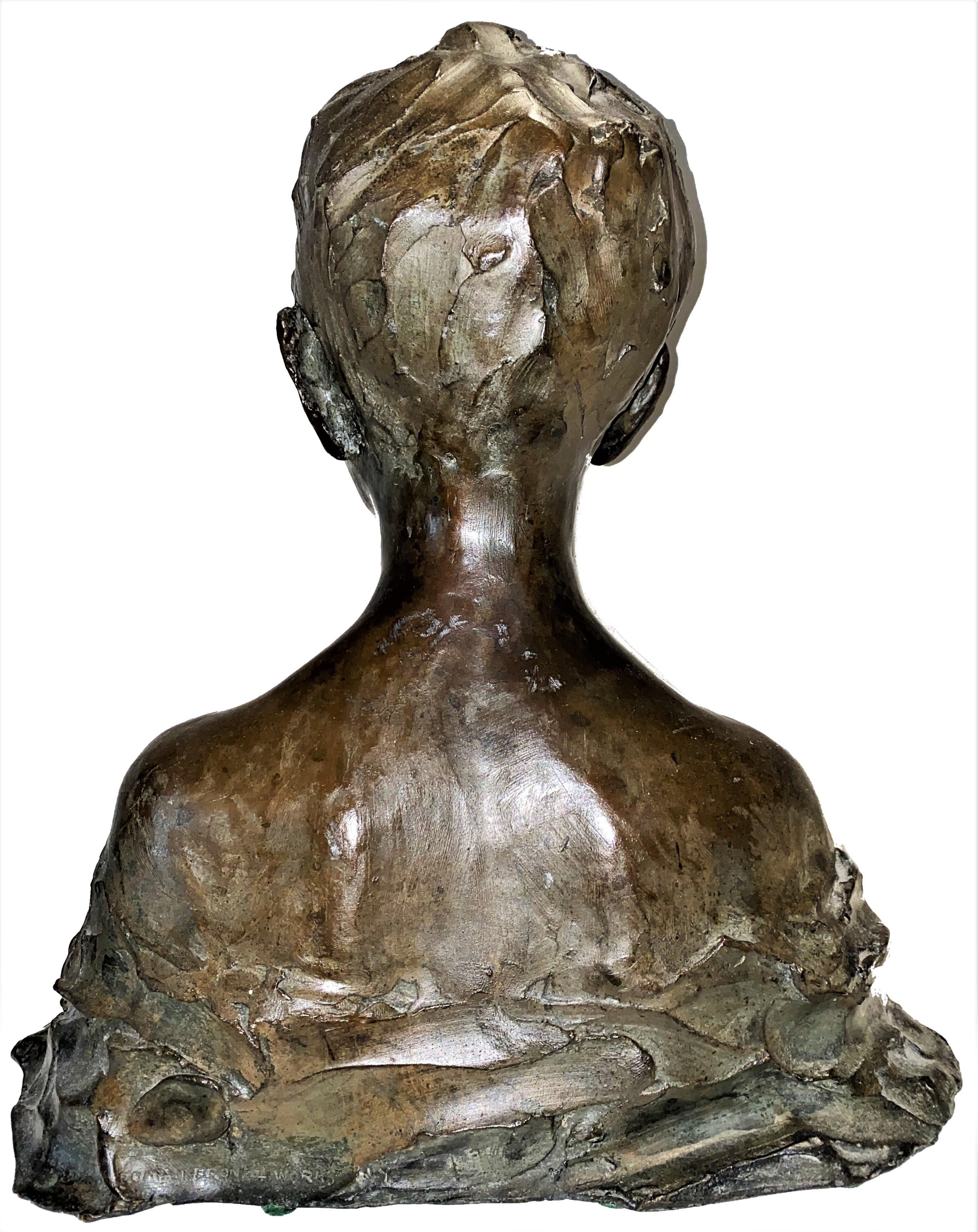 Prinz Paolo Troubetzkoy, Büste eines Jungen, impressionistische Bronzeskulptur, 1915 (Italienisch) im Angebot