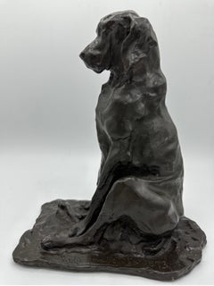 Figura animalier de bronce de finales del siglo XIX de un sabueso sentado