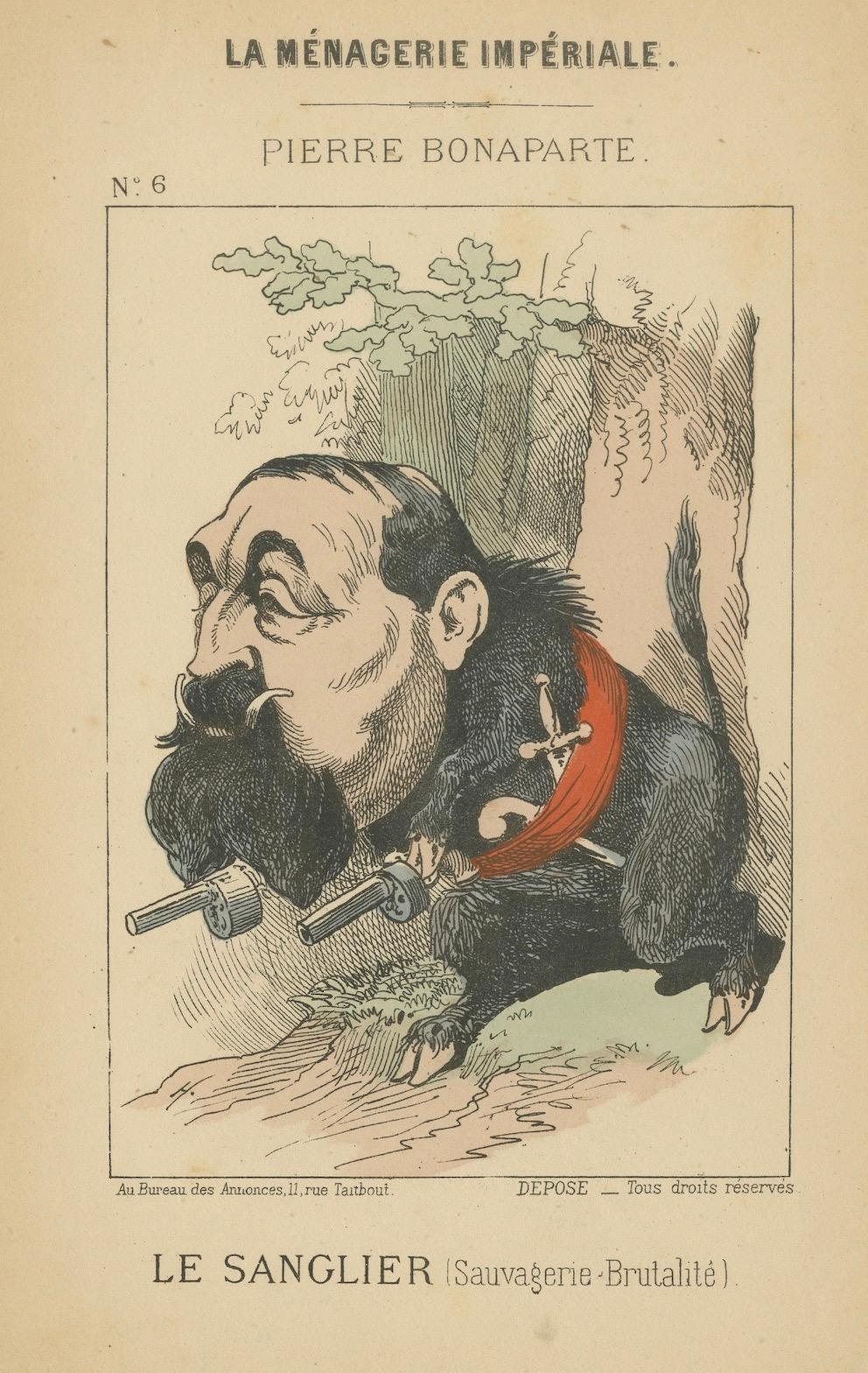 Paper Prince Pierre Bonaparte - The Wild Boar (Savagery - Brutality), 1870 For Sale