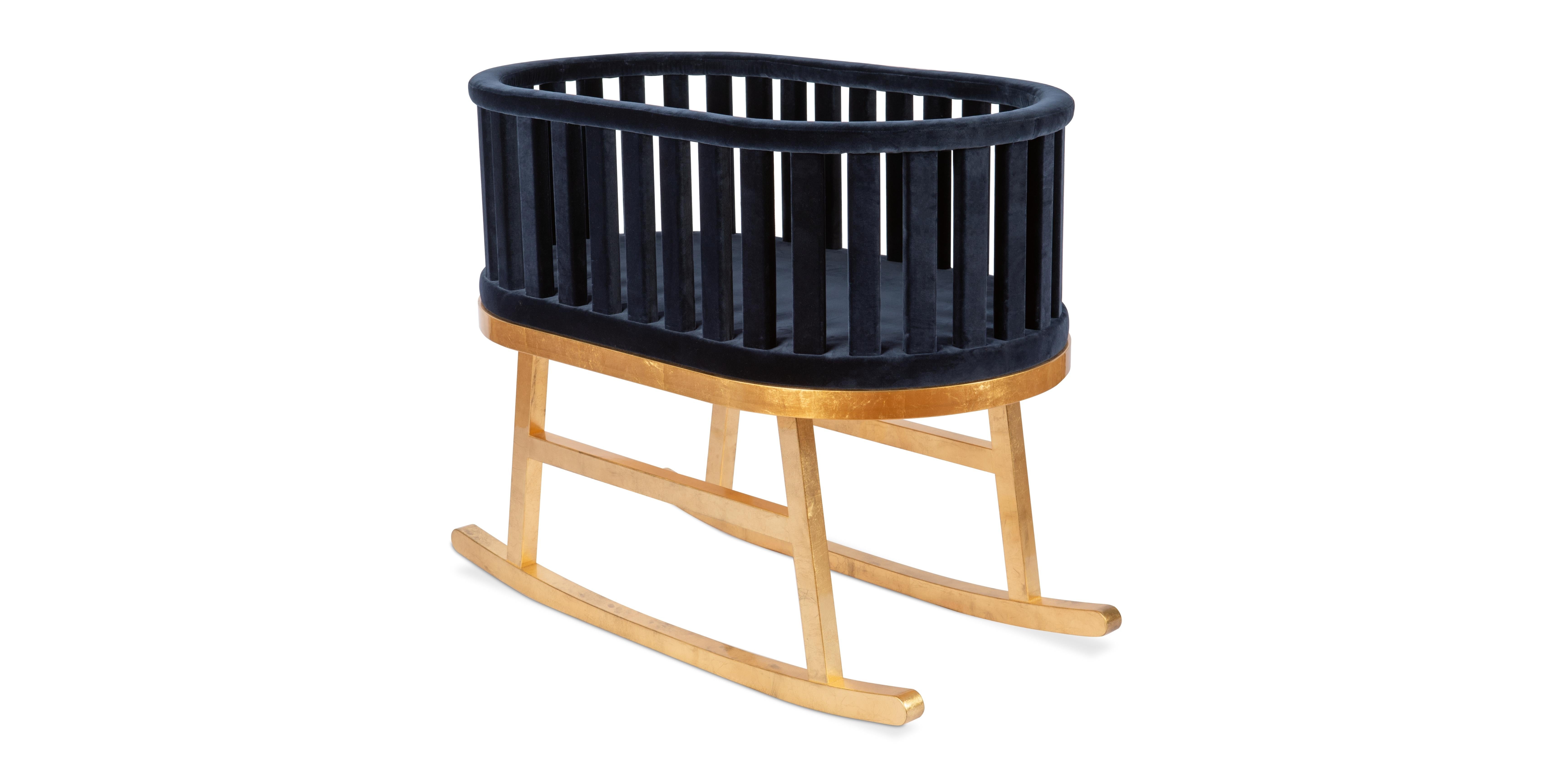 Designed for the little princes and princesses, the Prince Santi Rocking Cradle provides comfort and safety to the baby.
The upholstery is fluffy and soft and is lined with 100% cotton velvet. The Prince Santi Rocking Cradle is luxurious, timeless