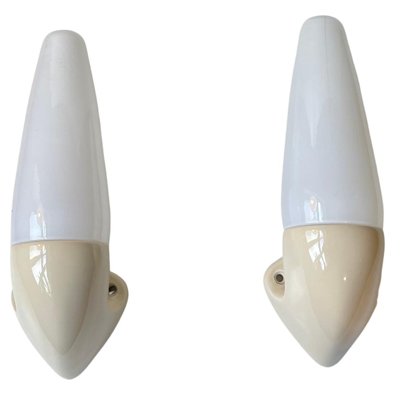 Swedish Prince Sigvard Bernadotte Bathroom Porcelain Wall Sconces for Ifö Sweden, 1960s