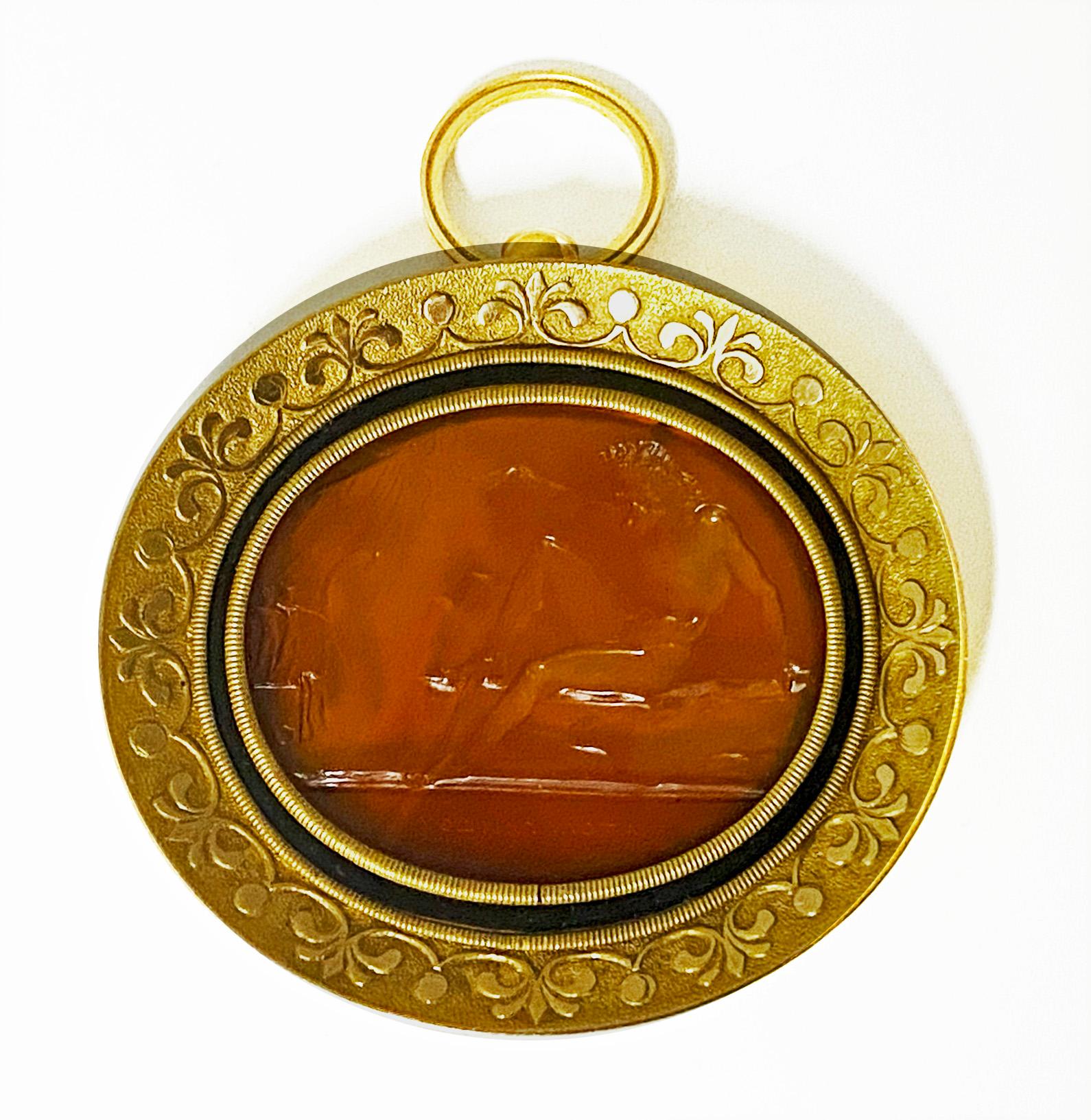 Prince Stanislas Poniatowski Intaglio Gold Pendant C.1815 1