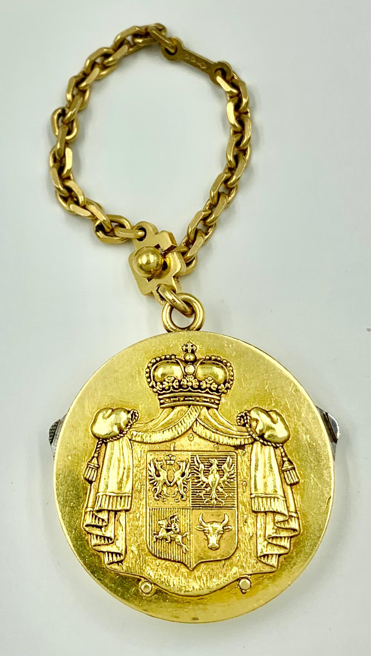 Prince Troubetskoy Russian Armorial Crest 18k Gold Cigar Pendant Fob Tool For Sale 1