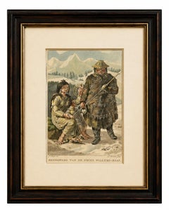 Prince William Sound Alaska Indigenous Family, Antique Costume Print, c.1805