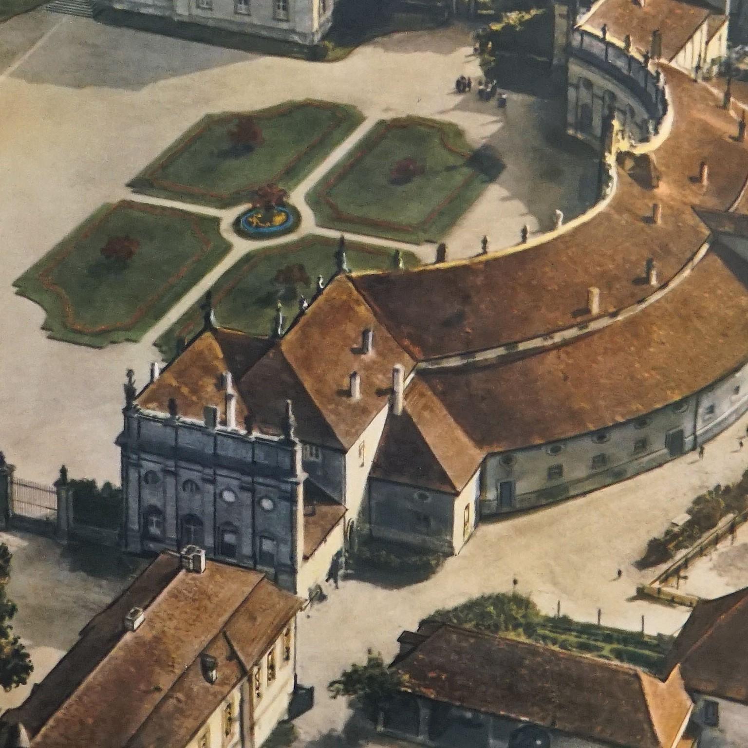 Allemand Carte murale roulante vintage Prince's Castle of the 18th Century en vente