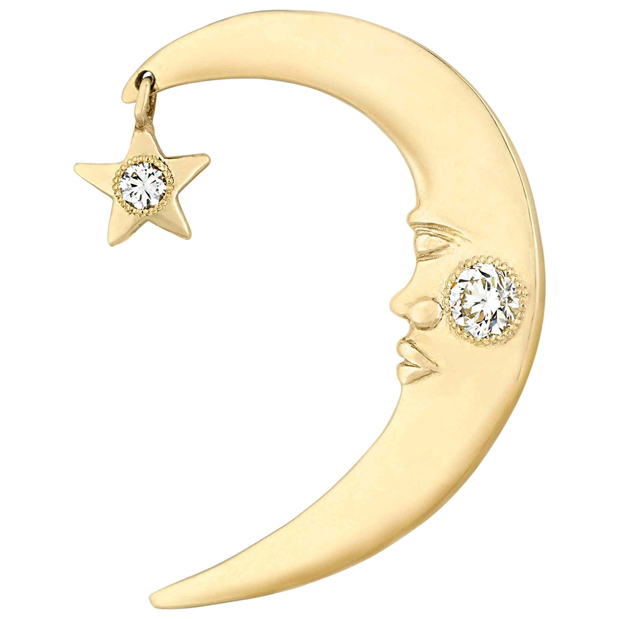 Prince's Gold and Diamond Crescent Moon Ear Cuff