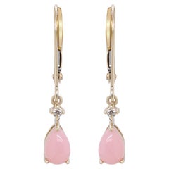 Princess 10K Yellow Gold Pear-Cut Pink Opal Earring