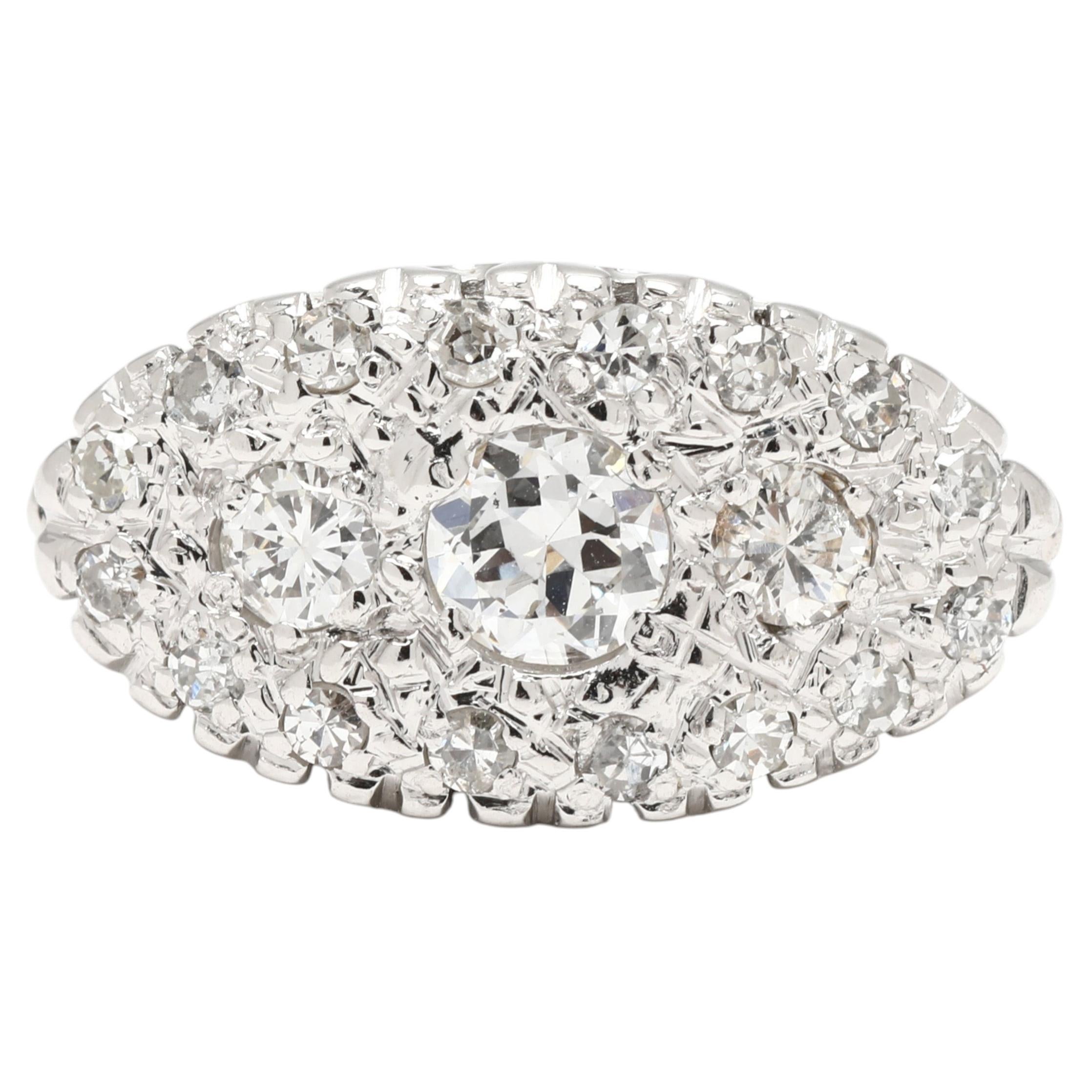 Bague princesse en or blanc 14k avec diamant de 0,75ctw, taille 5,25