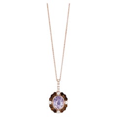 Prinzessin Alexandra-Anhänger mit Amethyst, Saphir und Quarz in 14 Karat Gold gefasst