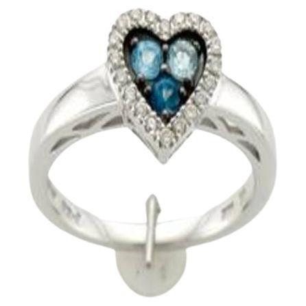 Princess Alexandra Ring Featuring Blue Topaz Vanilla Diamonds Set in 14K For Sale