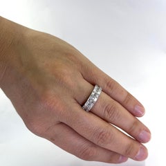 Princess and Baguette Cut Diamond 3 Row Ring in White Gold