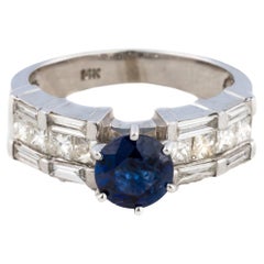 Princess and Baguette Cut Diamond & Sapphire Ring